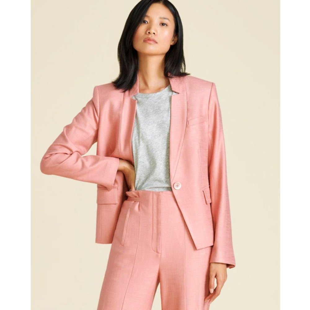 NWT VERONICA BEARD Farley Dickey Up Collar Blazer Jacket in Blush - Size 8